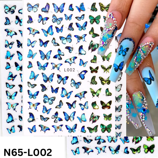 3D Nail Stickers Holographic Butterflies – DIY Nail Art for Gel, Acrylic, Natural Nails