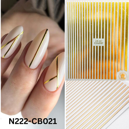Gold Metallic Line Nail Art Stickers Striping Tape French Tip Decals