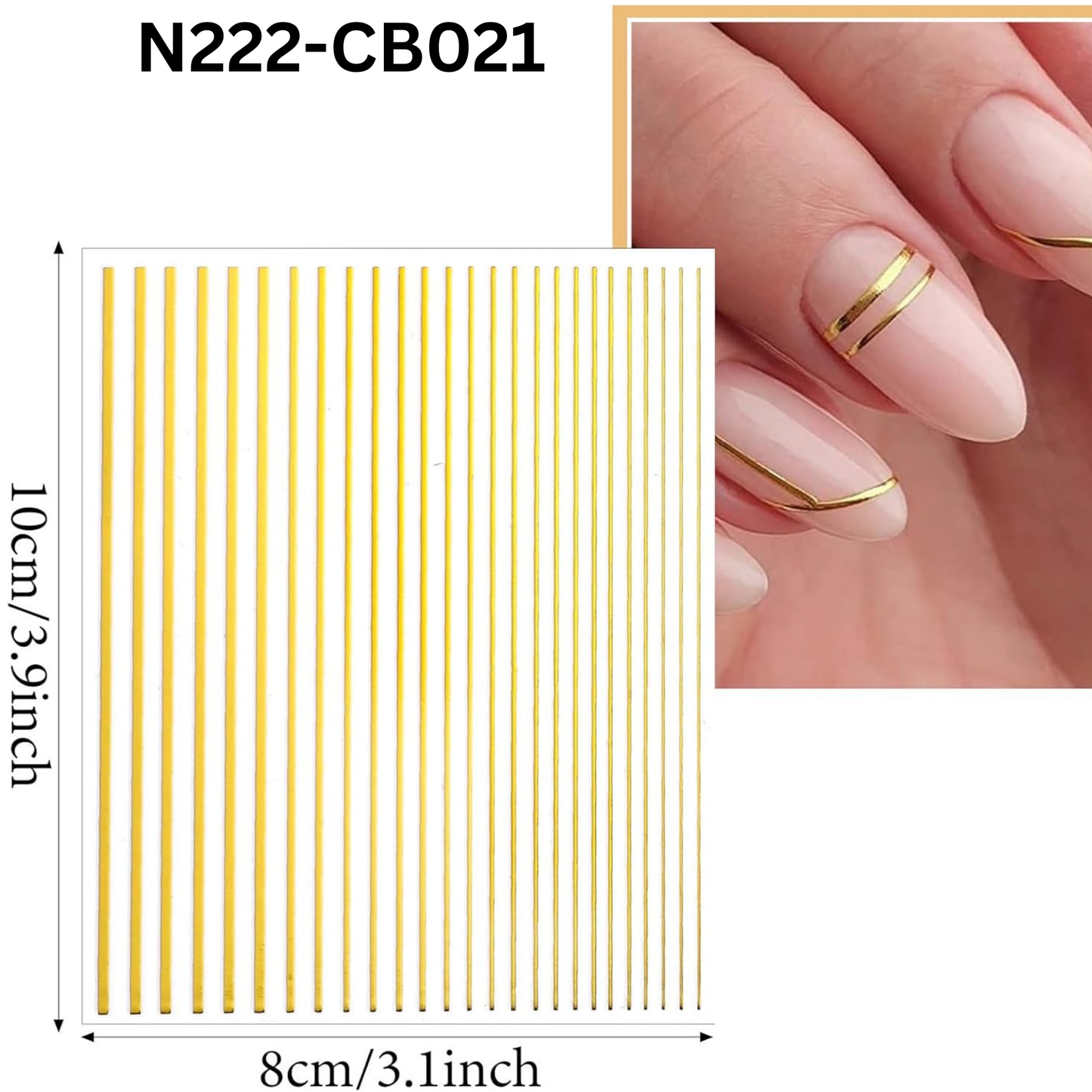 Gold Metallic Line Nail Art Stickers Striping Tape French Tip Decals