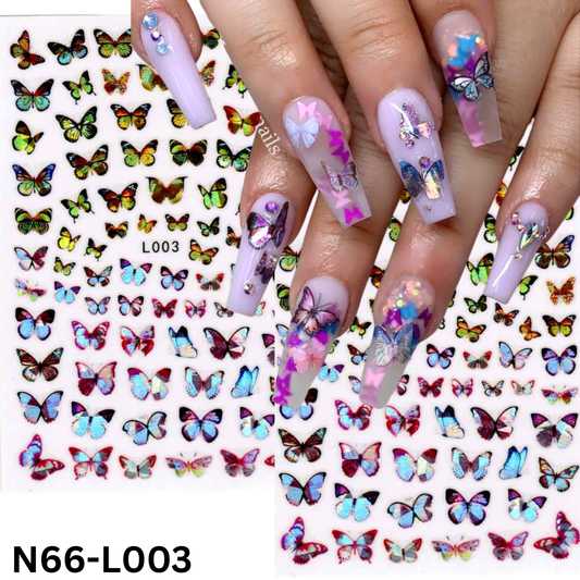 3D Butterfly Nail Art Stickers – Holographic Nail Decals for Women & Girls
