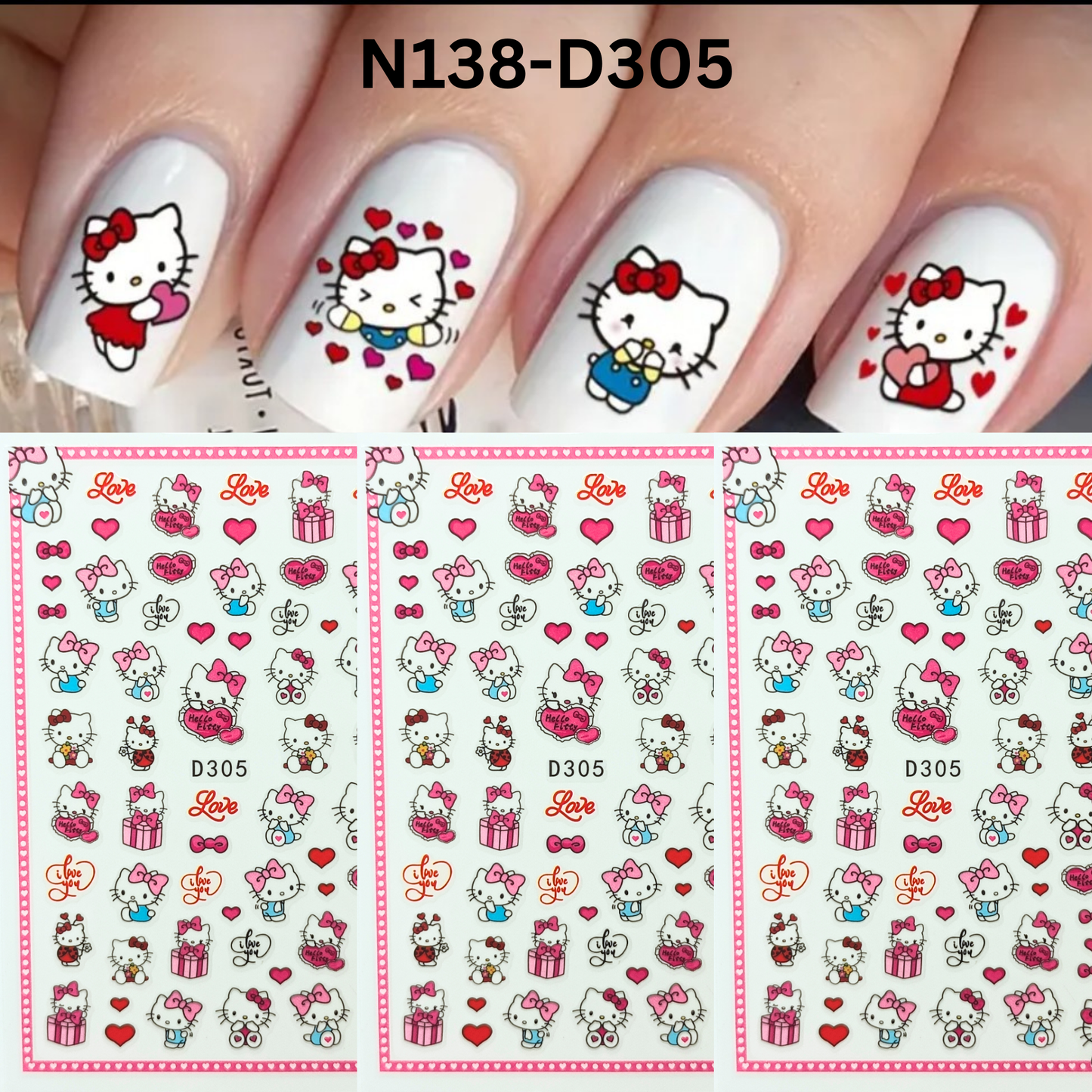 Kawaii Hello Kitty Nail Sticker – Perfect Gift for Nail Lovers