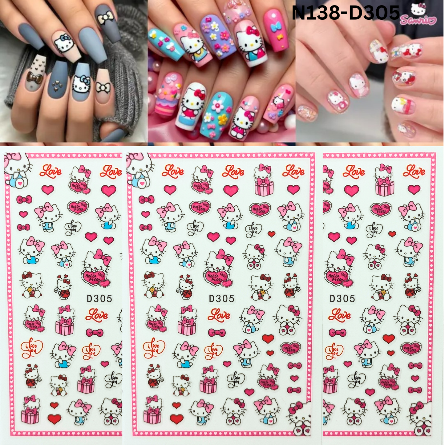 Kawaii Hello Kitty Nail Sticker – Perfect Gift for Nail Lovers