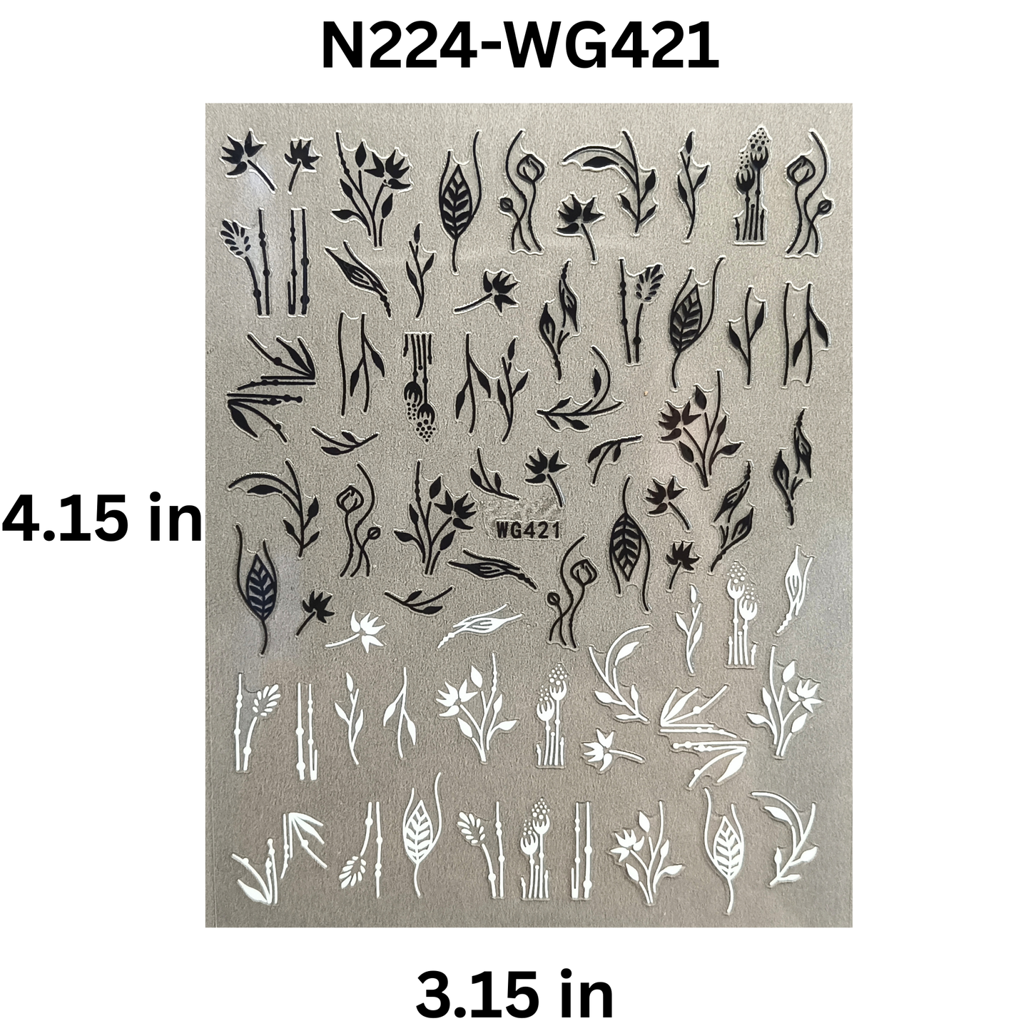 Minimalist Black & White Botanical Floral Nail Art Stickers