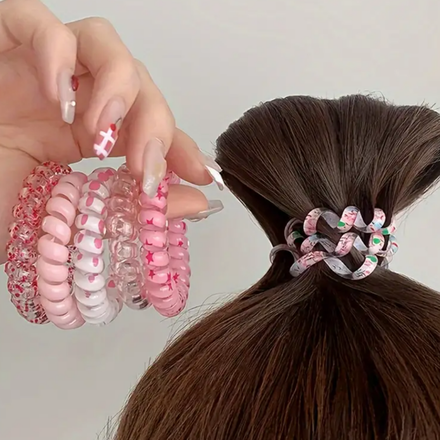 Set of 6 Colorful Spiral Hair Ties,Elegant Simple Fashion Hair Accessories