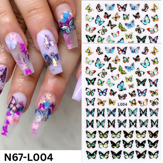 Holographic 3D Nail Stickers – Colorful Butterfly Nail Art Decals for Stunning Manicure