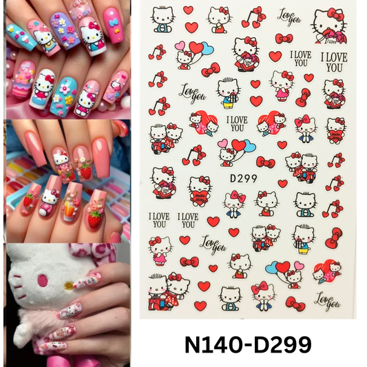 3D Hello Kitty Nail Art Stickers – Cute Manicure Decoration