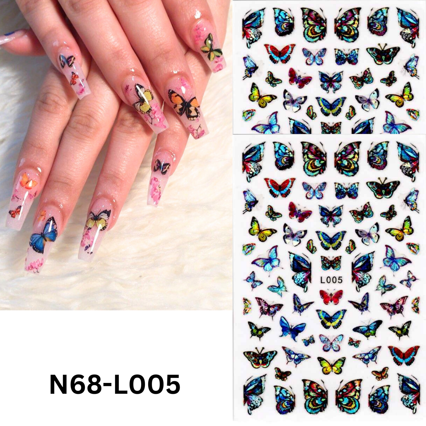 3D Holographic Butterfly Nail Stickers – Colorful Nail Art Decals for DIY & Salon