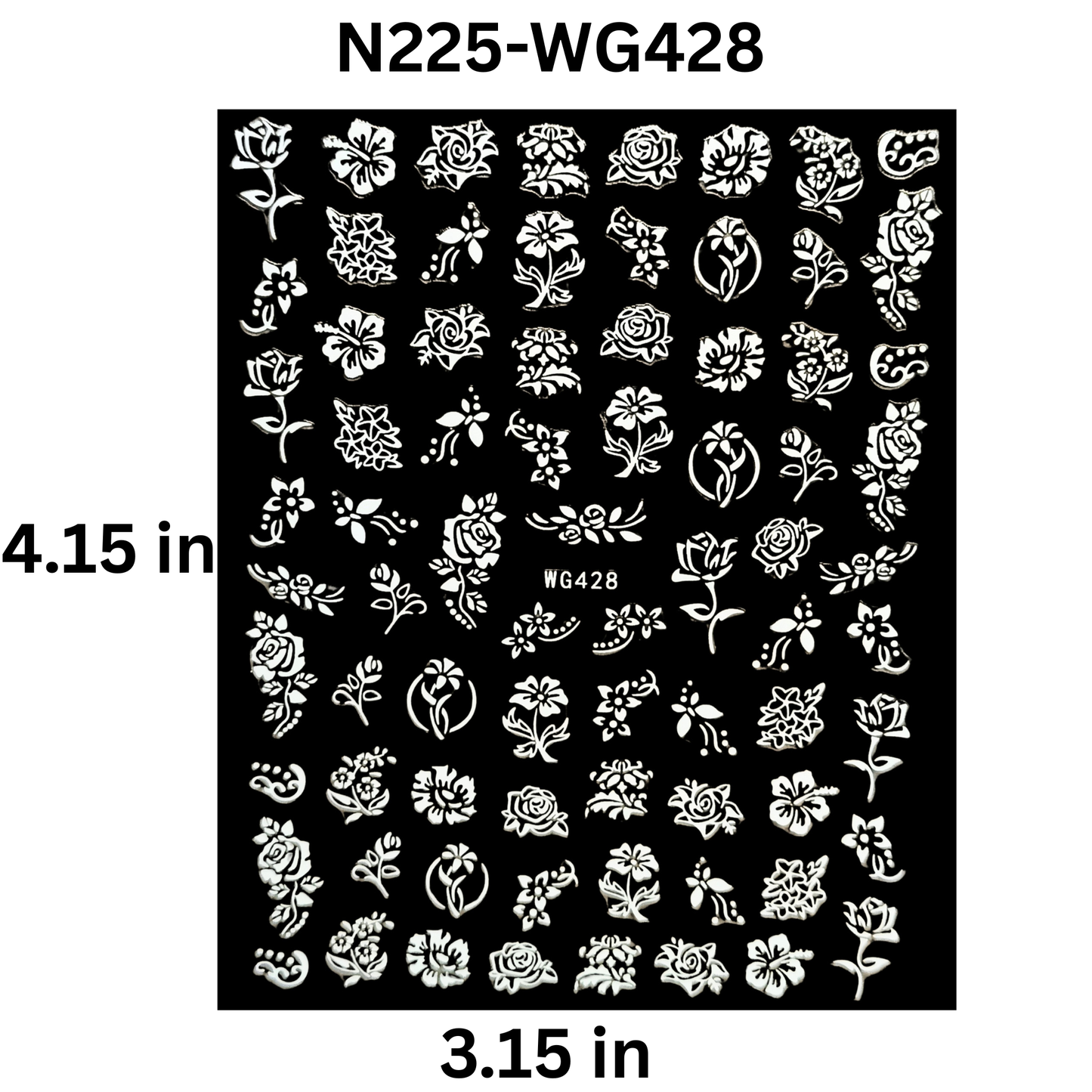 3D White Flower Nail Art Stickers - Embossed Floral Rose Decals - Self-Adhesive DIY Manicure Decoration