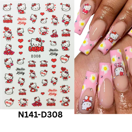 Hello Kitty 3D Nail Sticker Set – Cartoon Kawaii Nail Decoration