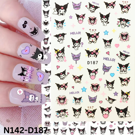 Kuromi Nail Stickers – Cute Anime Cartoon Nail Art Manicure Set