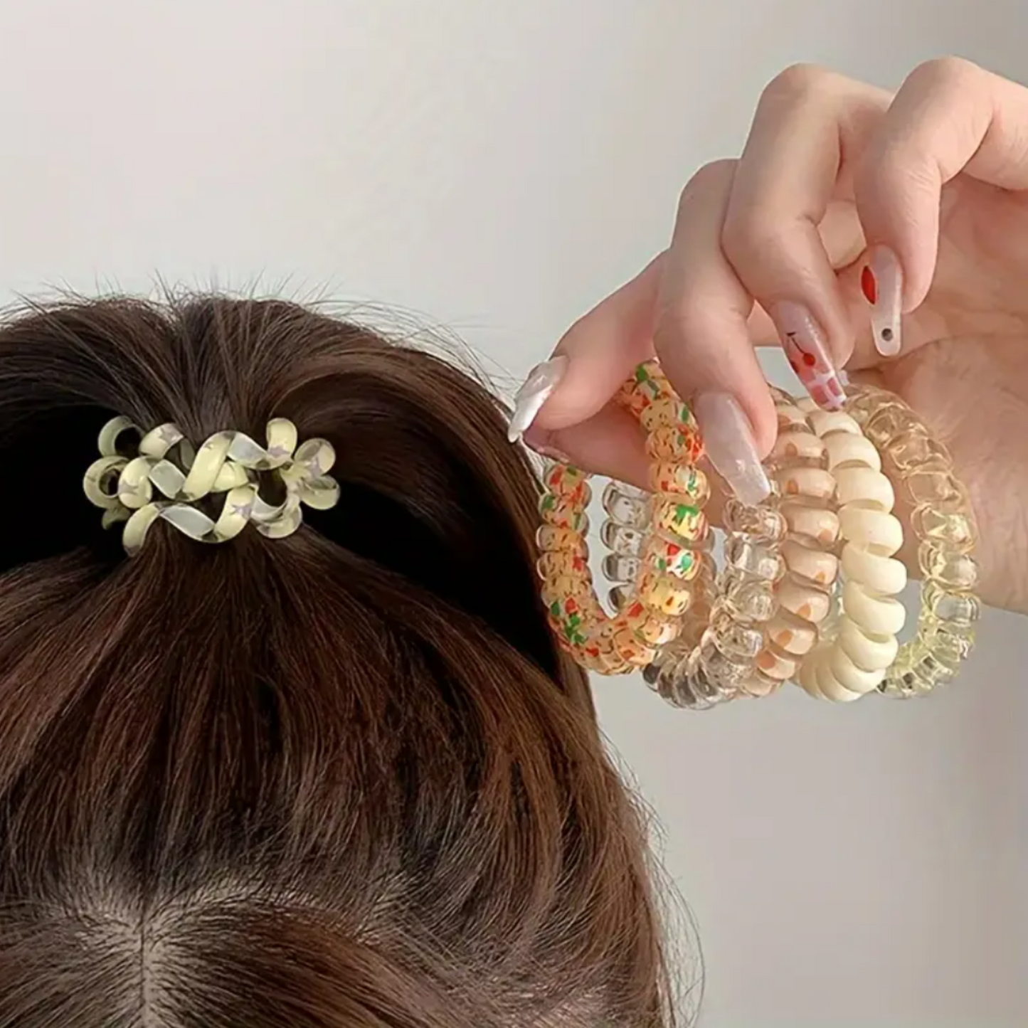 Set of 6 Colorful Spiral Hair Ties,Elegant Simple Fashion Hair Accessories