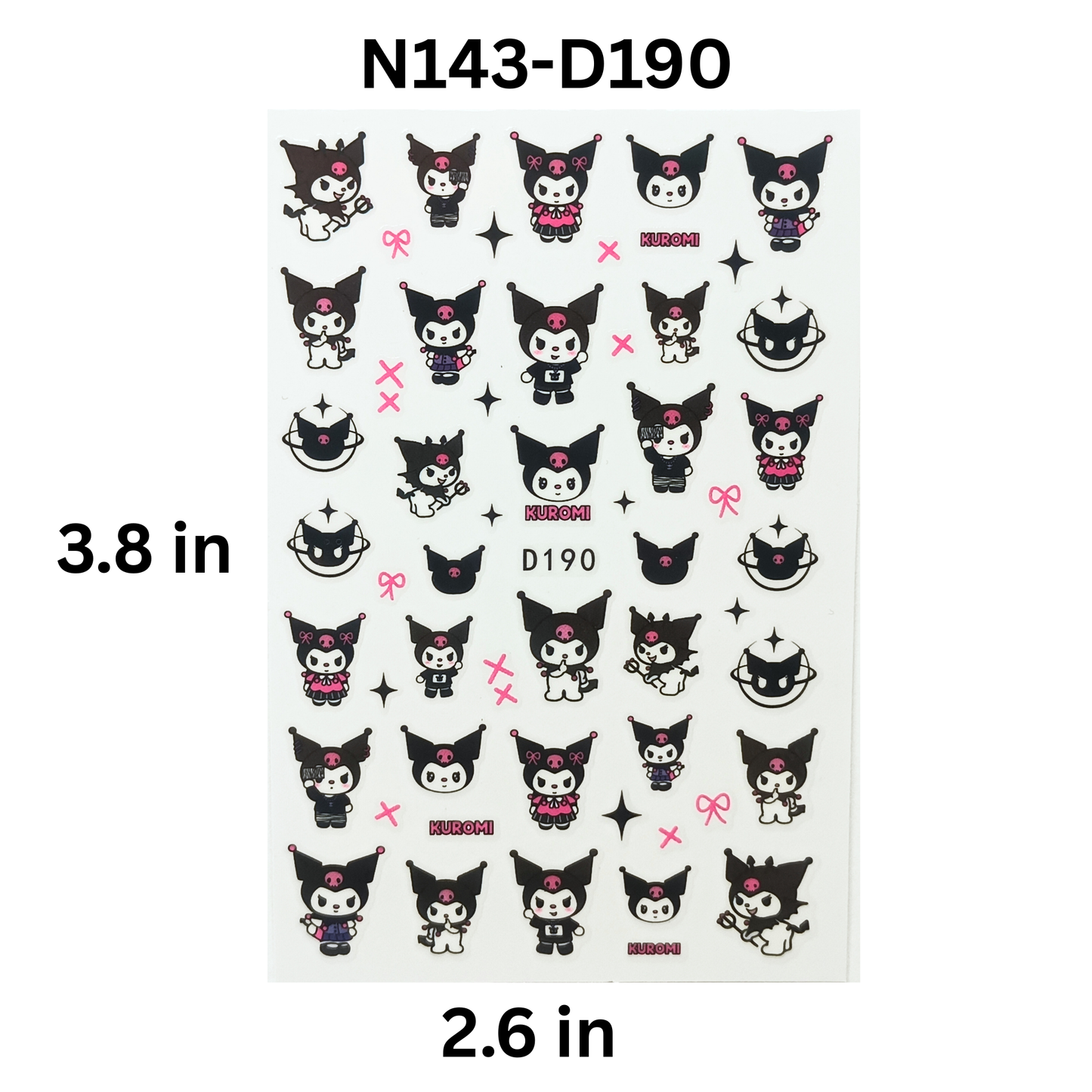 Kuromi Nail Sticker Sheet – Cute Cartoon Anime Nail Decals