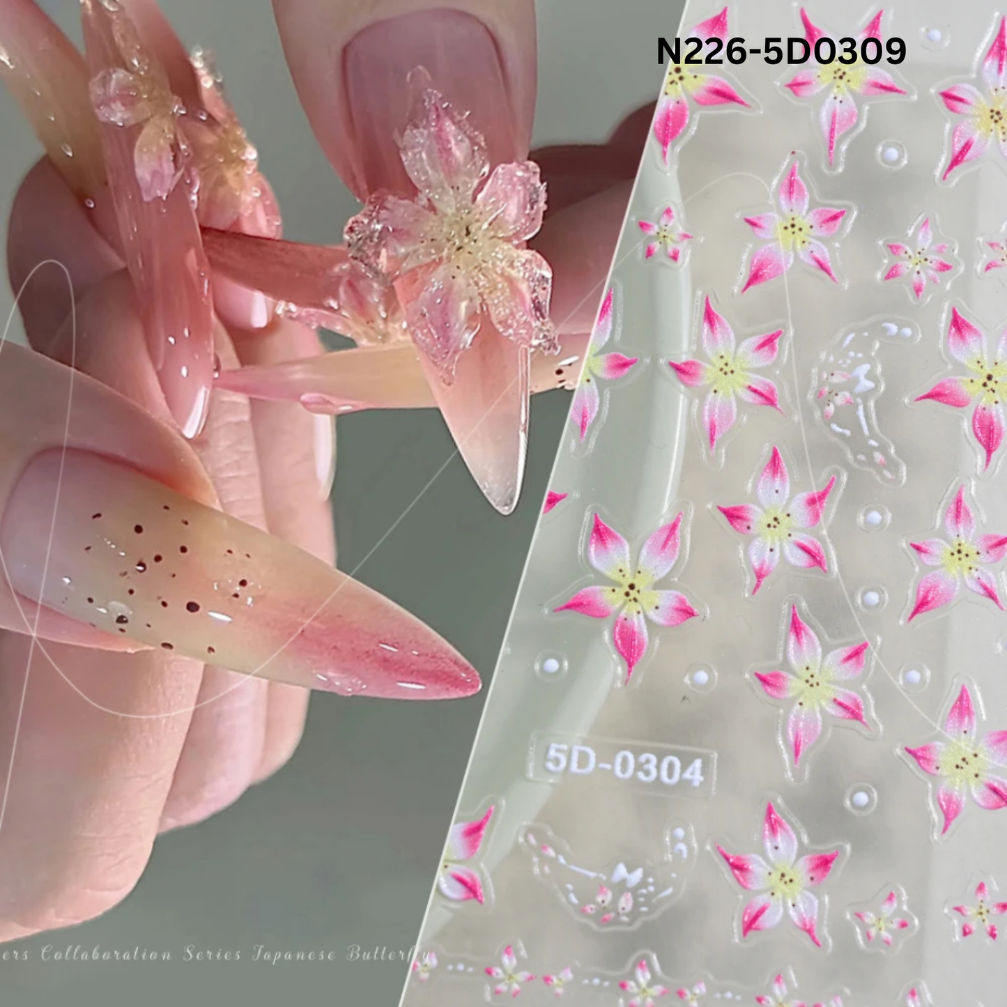 5D Acrylic Embossed Nail Art Stickers - Colorful Flower & Petal Designs - Ultra Textured Self-Adhesive Decals