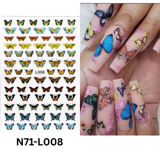 3D Hologram Nail Stickers – Multicolor Butterfly Nail Art Decals