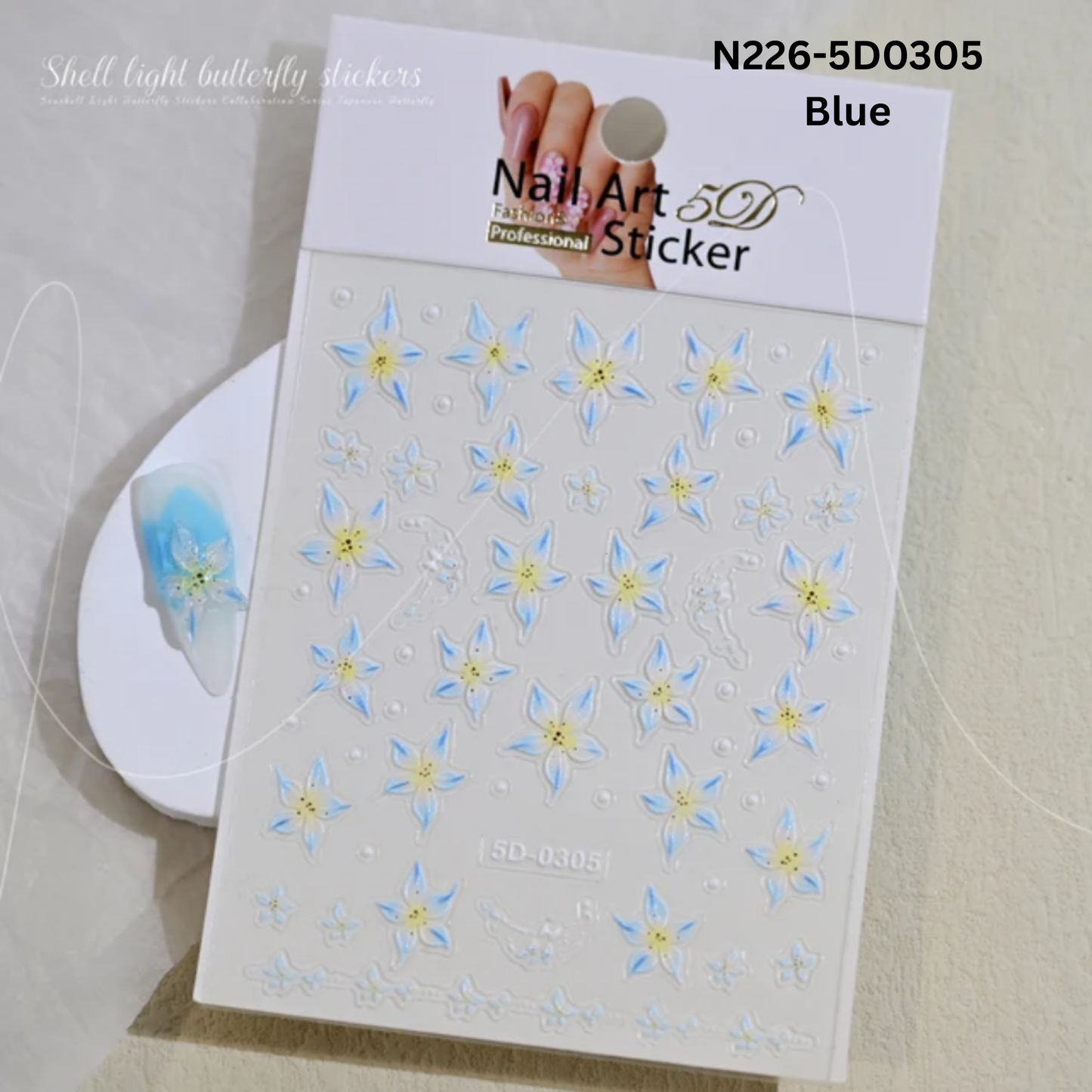 5D Acrylic Embossed Nail Art Stickers - Colorful Flower & Petal Designs - Ultra Textured Self-Adhesive Decals