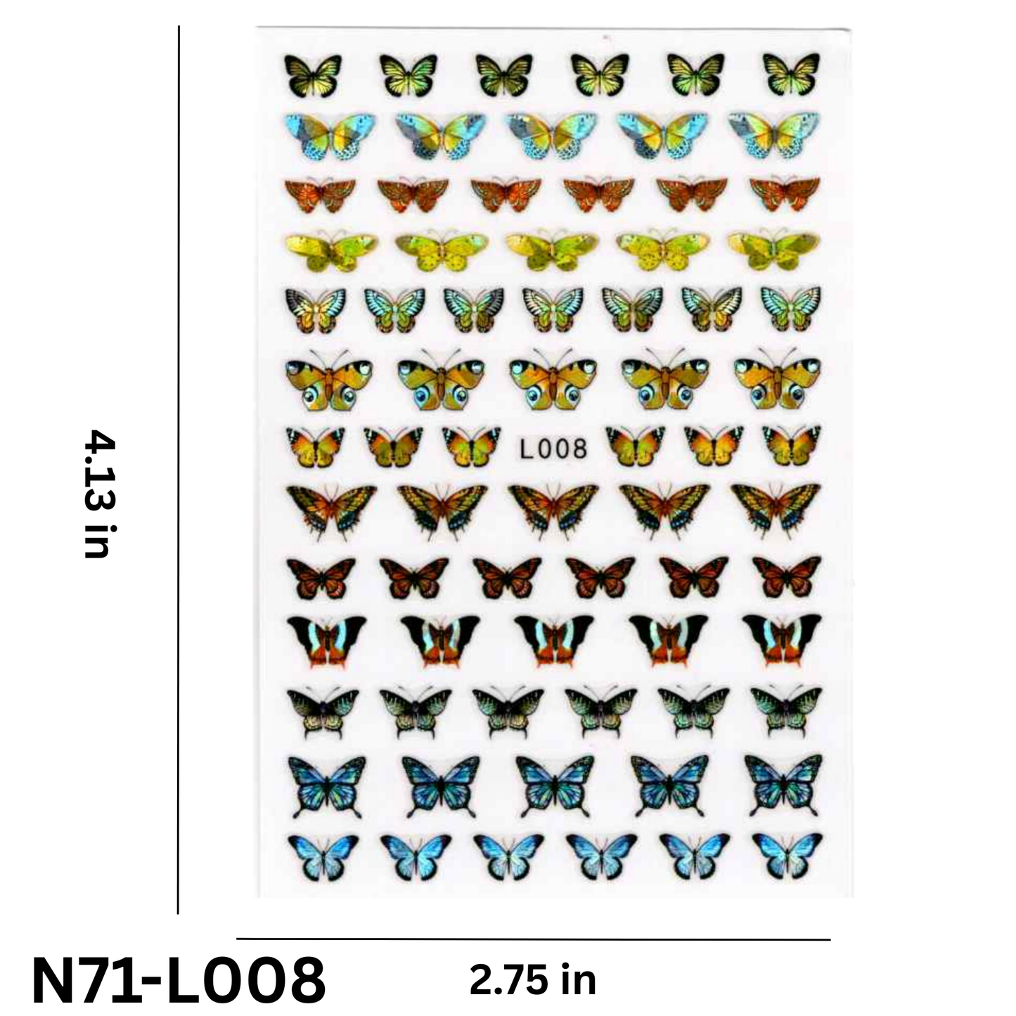 3D Hologram Nail Stickers – Multicolor Butterfly Nail Art Decals