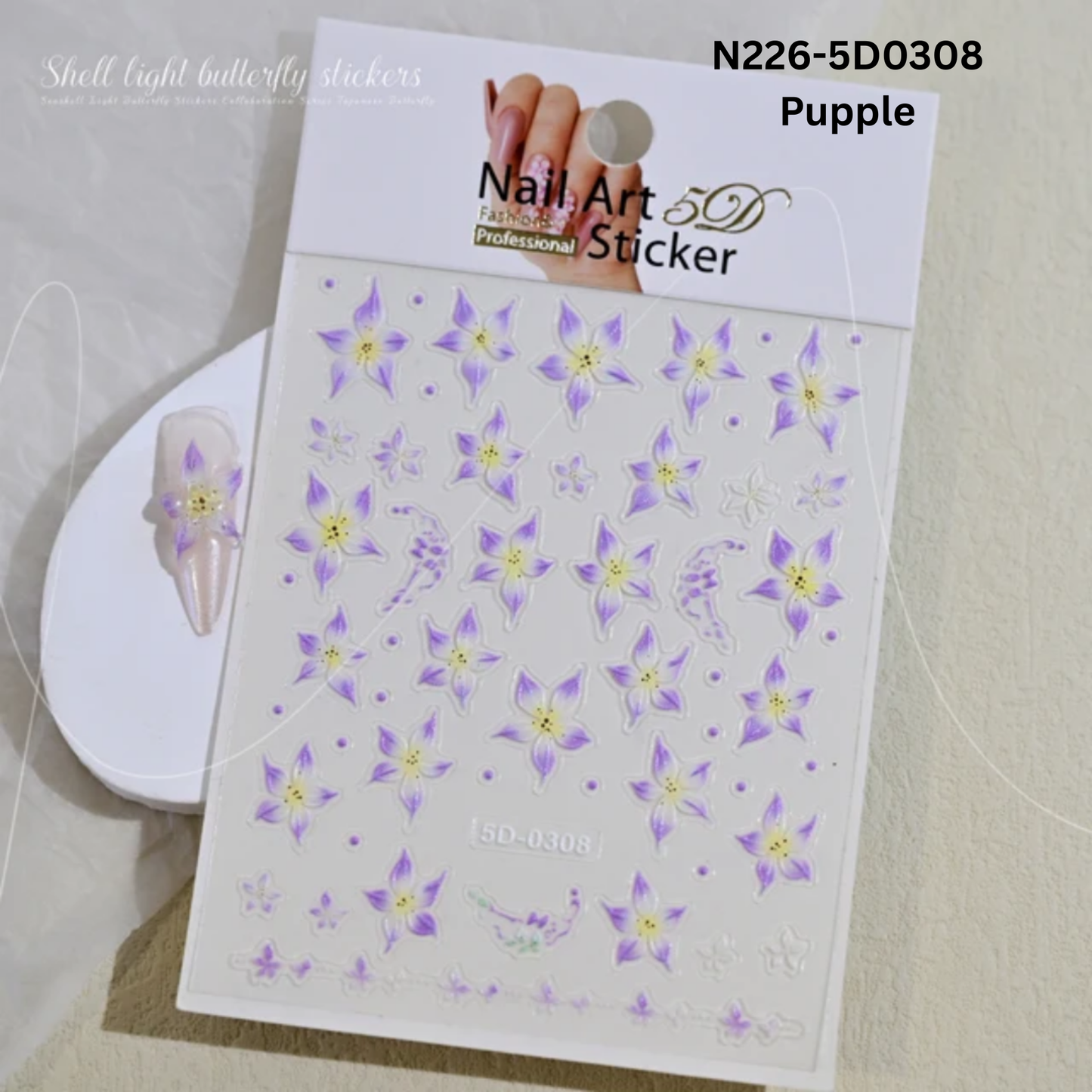 5D Acrylic Embossed Nail Art Stickers - Colorful Flower & Petal Designs - Ultra Textured Self-Adhesive Decals