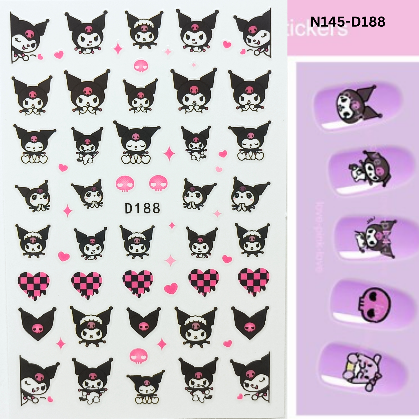 Kuromi Nail Decals – Cute Sanrio Cartoon Nail Art Accessories