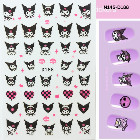 Kuromi Nail Decals – Cute Sanrio Cartoon Nail Art Accessories