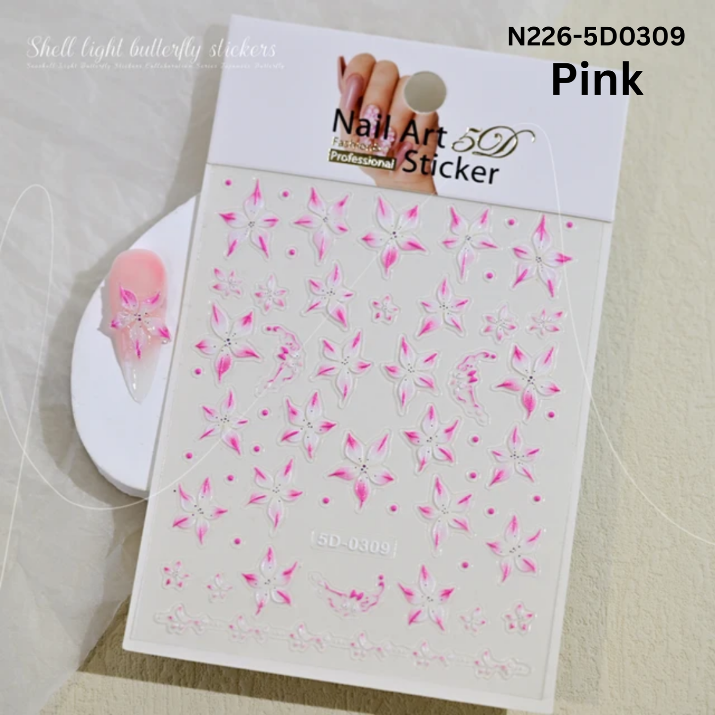 5D Acrylic Embossed Nail Art Stickers - Colorful Flower & Petal Designs - Ultra Textured Self-Adhesive Decals