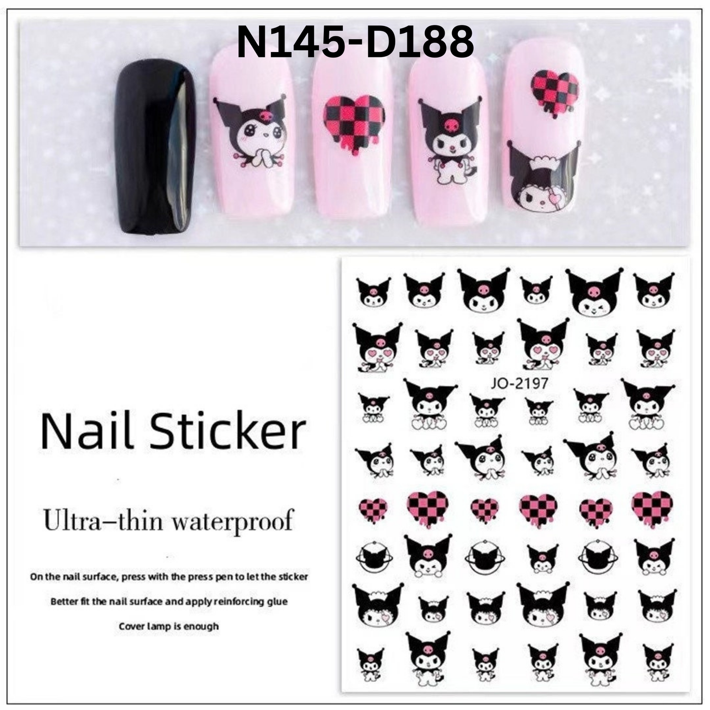 Kuromi Nail Decals – Cute Sanrio Cartoon Nail Art Accessories