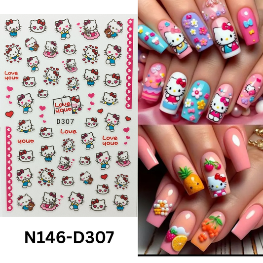 Fun Hello Kitty 3D Nail Decals – Easy Manicure Decoration Set