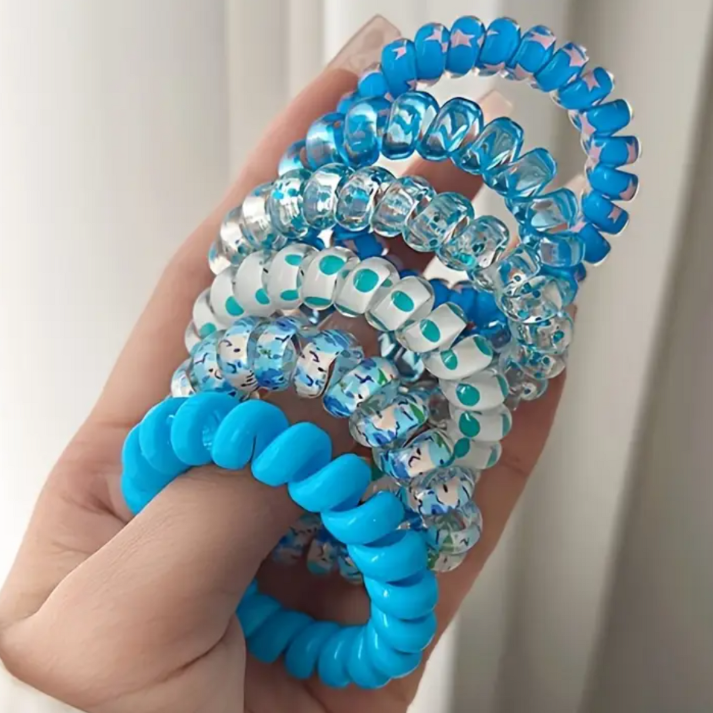 Set of 6 Colorful Spiral Hair Ties,Elegant Simple Fashion Hair Accessories