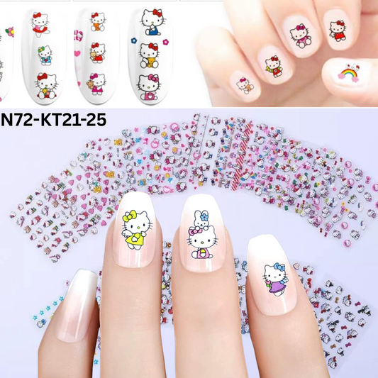 Set of 5 Mini Hello Kitty Nail Art Sticker Sheet – Fun Manicure Accessory