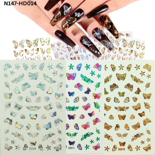 Hologram Butterfly Nail Stickers – 3D Nail Art Decals for Manicure & Salon