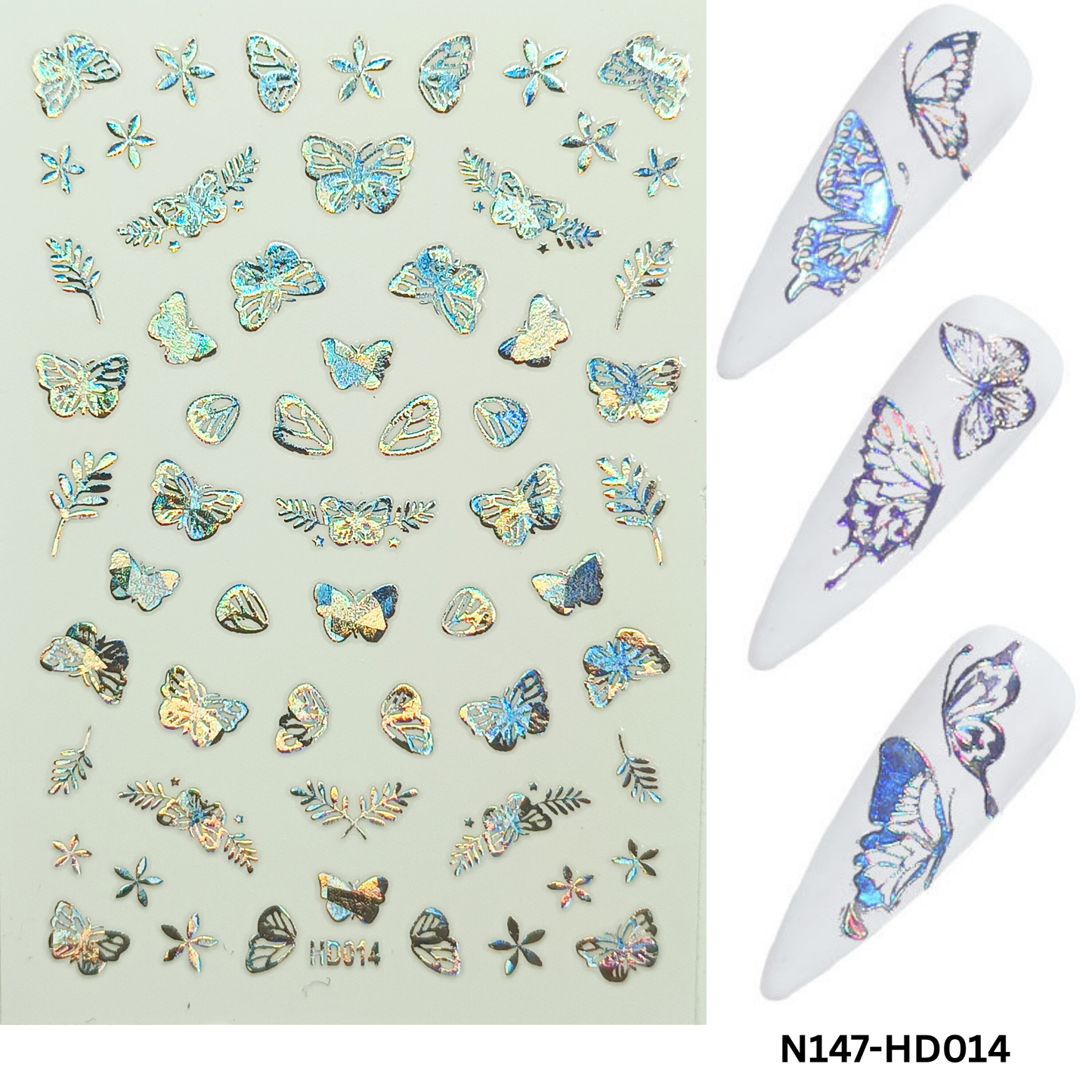 Hologram Butterfly Nail Stickers – 3D Nail Art Decals for Manicure & Salon