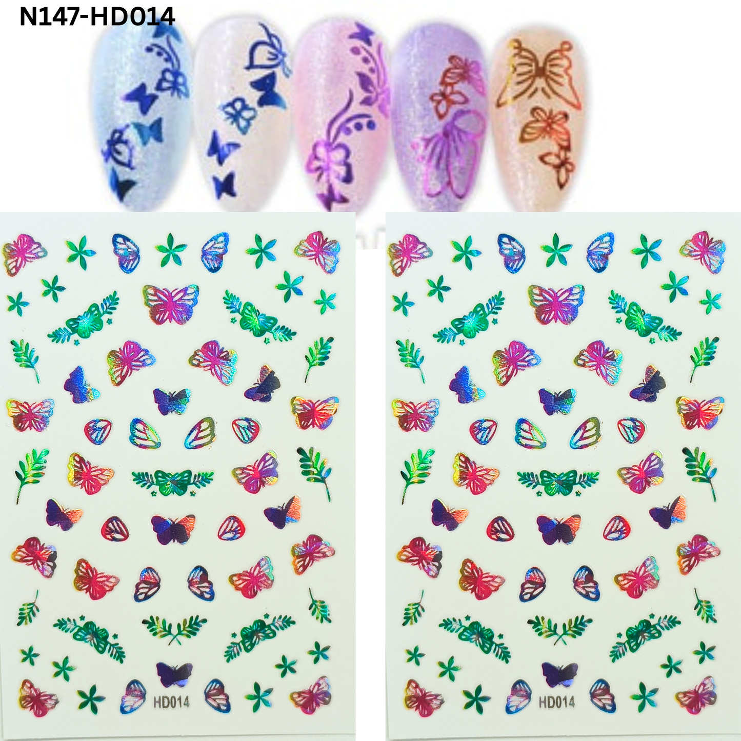 Hologram Butterfly Nail Stickers – 3D Nail Art Decals for Manicure & Salon