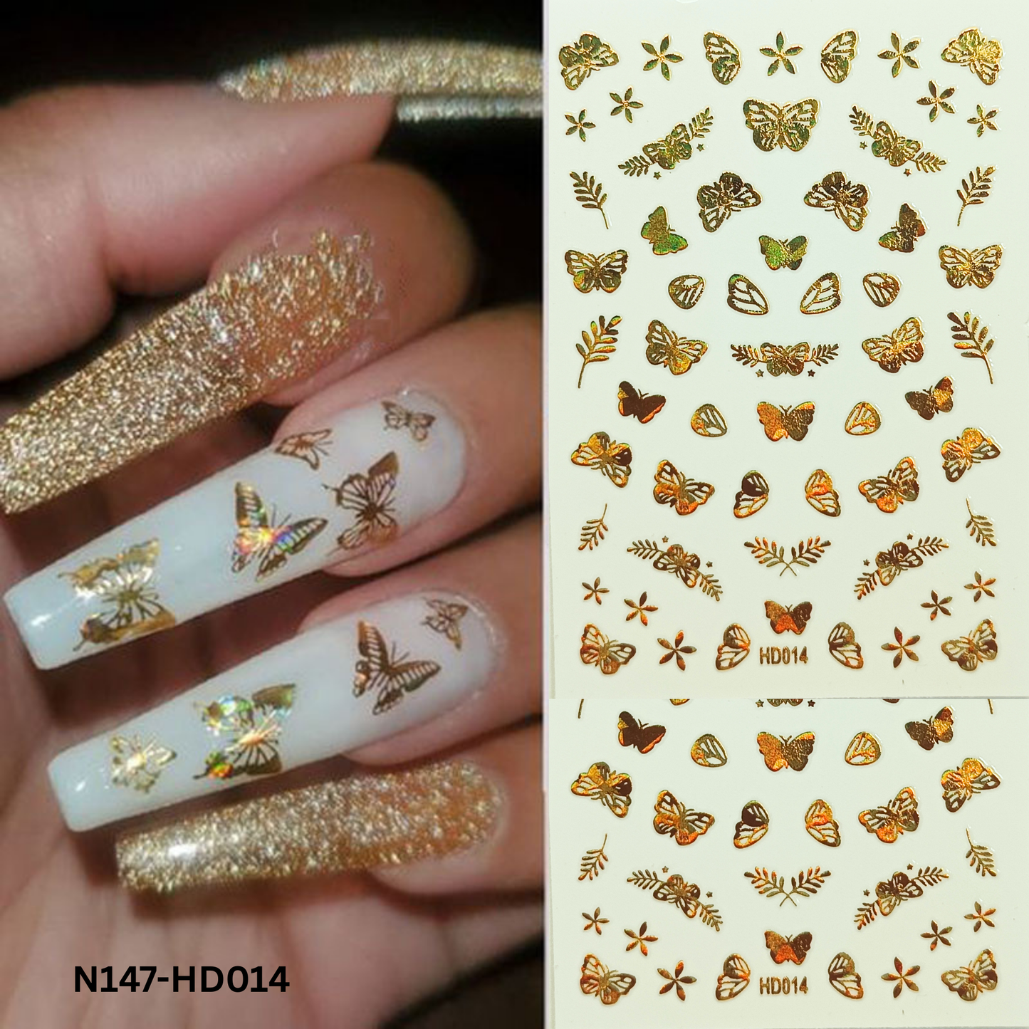Hologram Butterfly Nail Stickers – 3D Nail Art Decals for Manicure & Salon