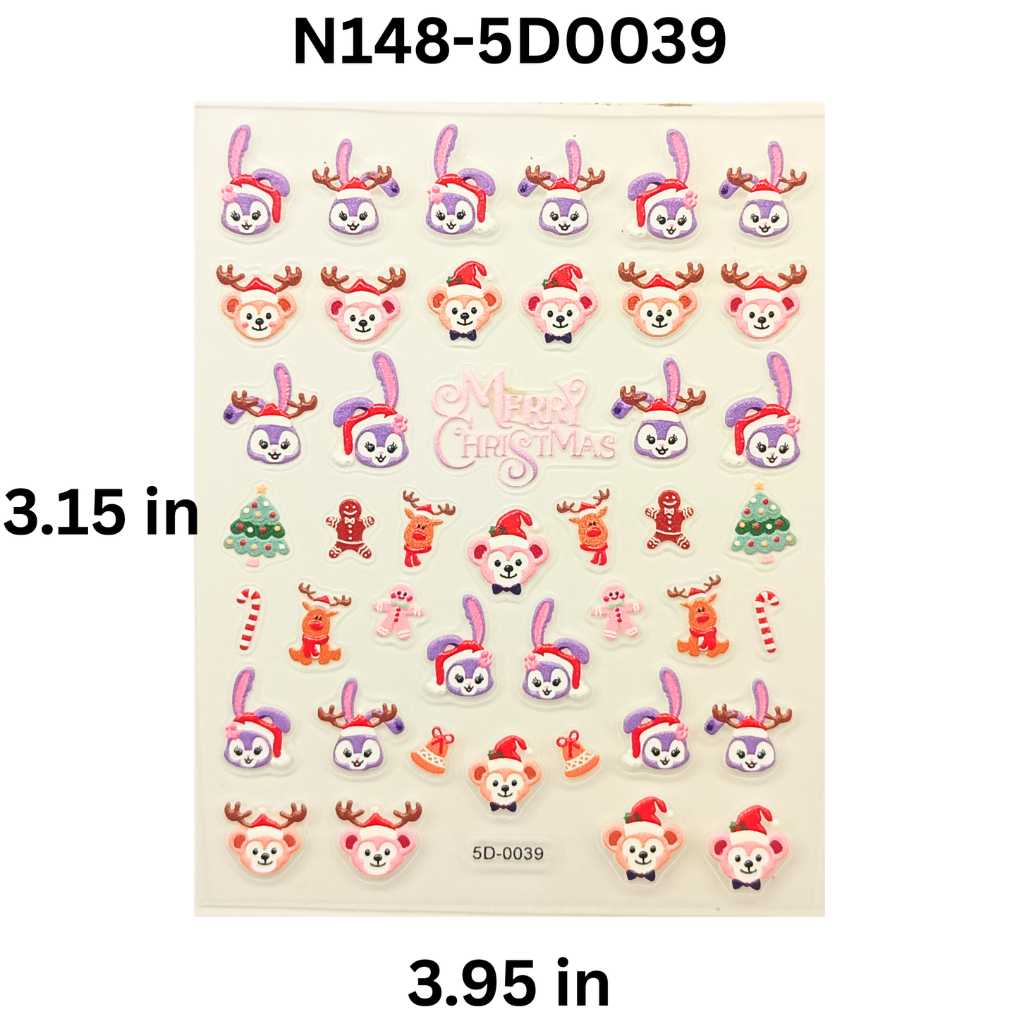 5D Christmas Nail Stickers – Festive 3D Holiday Nail Art Decals
