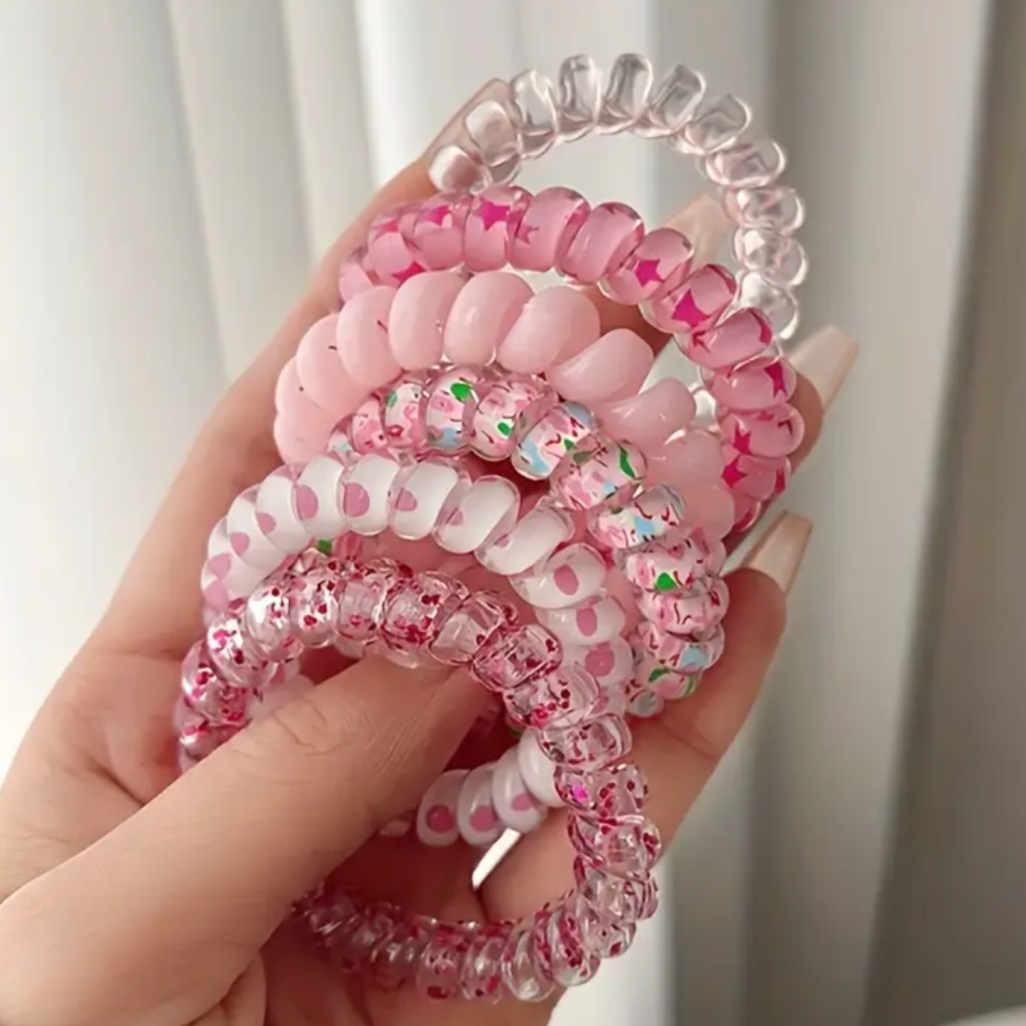 Set of 6 Colorful Spiral Hair Ties,Elegant Simple Fashion Hair Accessories