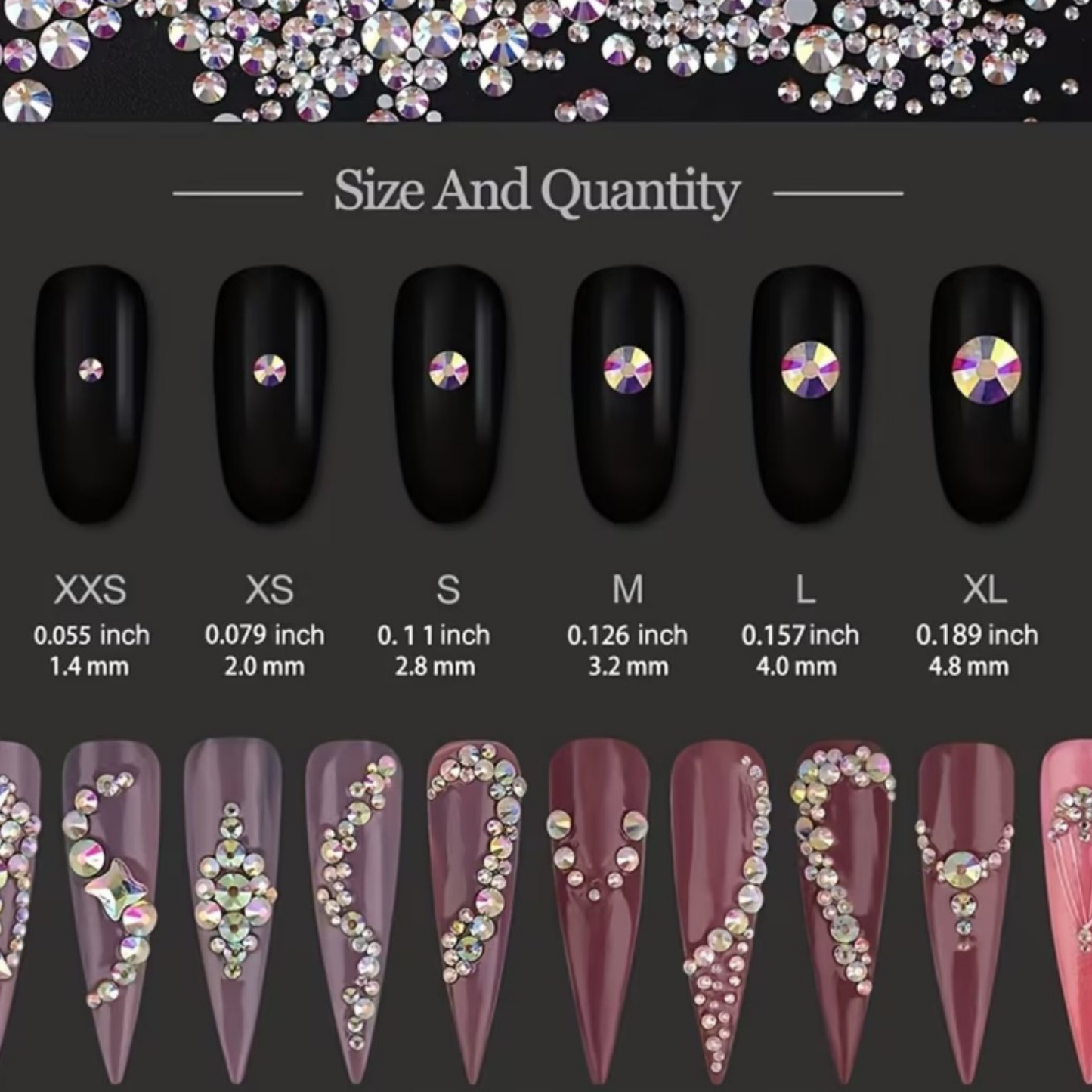 Crystal Glass 3560 Pcs Rhinestones Flatback Gems Set Mixed Shapes with Picker Pencil Tweezers Tool Kit Nail Art Craft DI