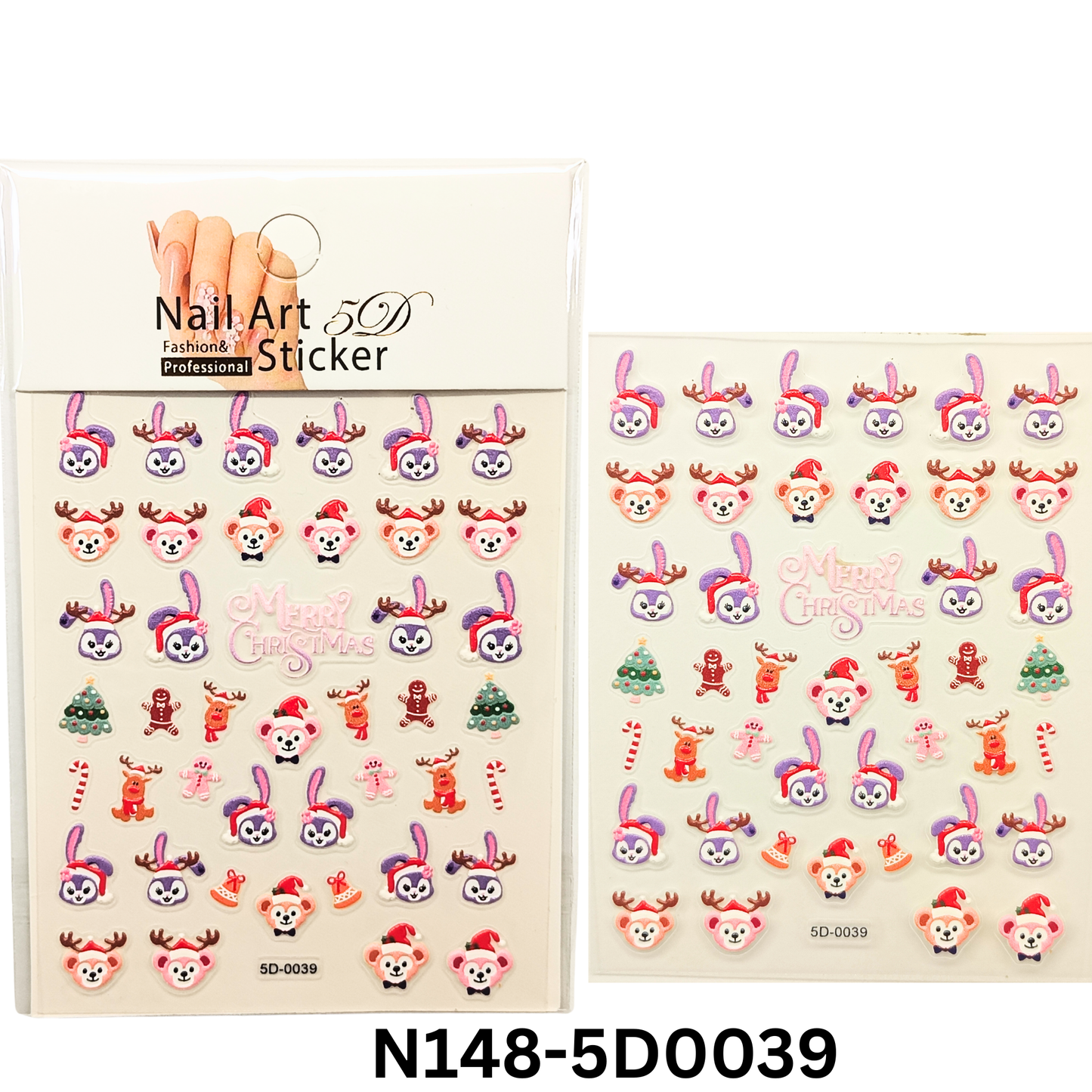 5D Christmas Nail Stickers – Festive 3D Holiday Nail Art Decals