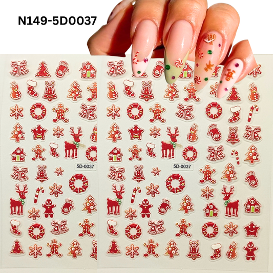 Christmas 5D Nail Stickers – Holiday Gel & Acrylic Nail Decals