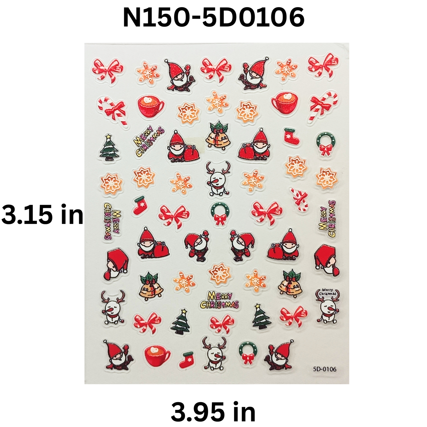Christmas Nail Stickers 5D – Festive Holiday Nail Accessories