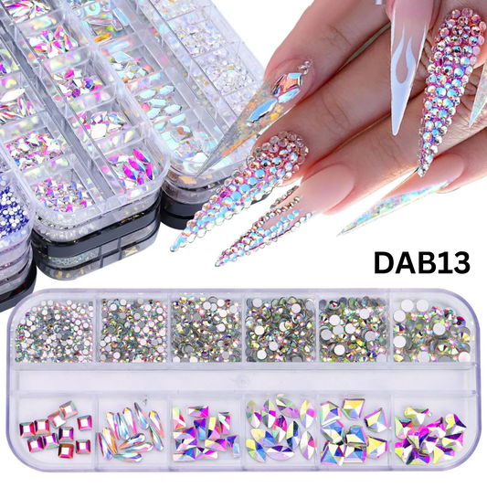Crystal Glass 1780 Pcs Rhinestones Flatback Gems Set Mixed Shapes Nail Art Craft DIY
