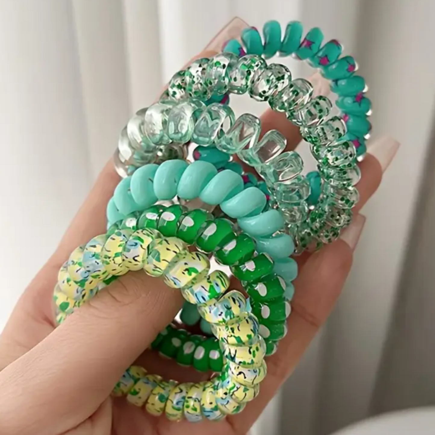 Set of 6 Colorful Spiral Hair Ties,Elegant Simple Fashion Hair Accessories