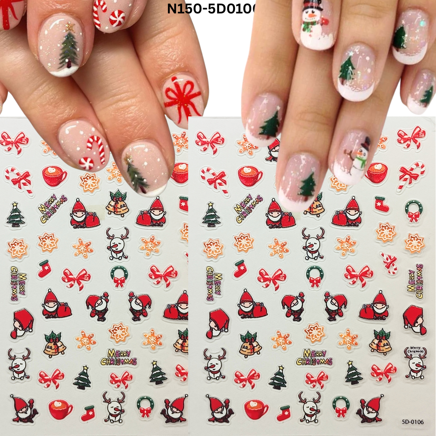 Christmas Nail Stickers 5D – Festive Holiday Nail Accessories
