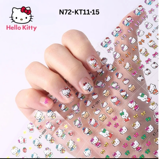 SET OF 5 Hello Kitty 3D Nail Stickers – Perfect for Gel, Acrylic & Natural Nails