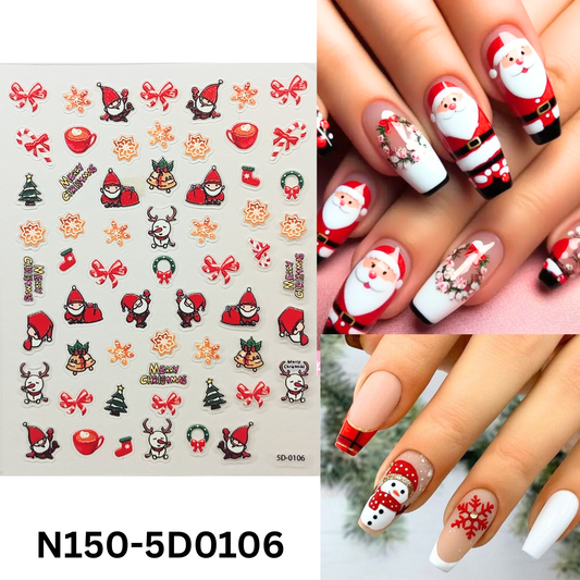 Christmas Nail Stickers 5D – Festive Holiday Nail Accessories