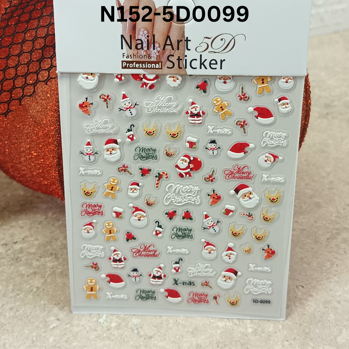 Christmas 5D Nail Stickers – Holiday Gel & Acrylic Nail Decals