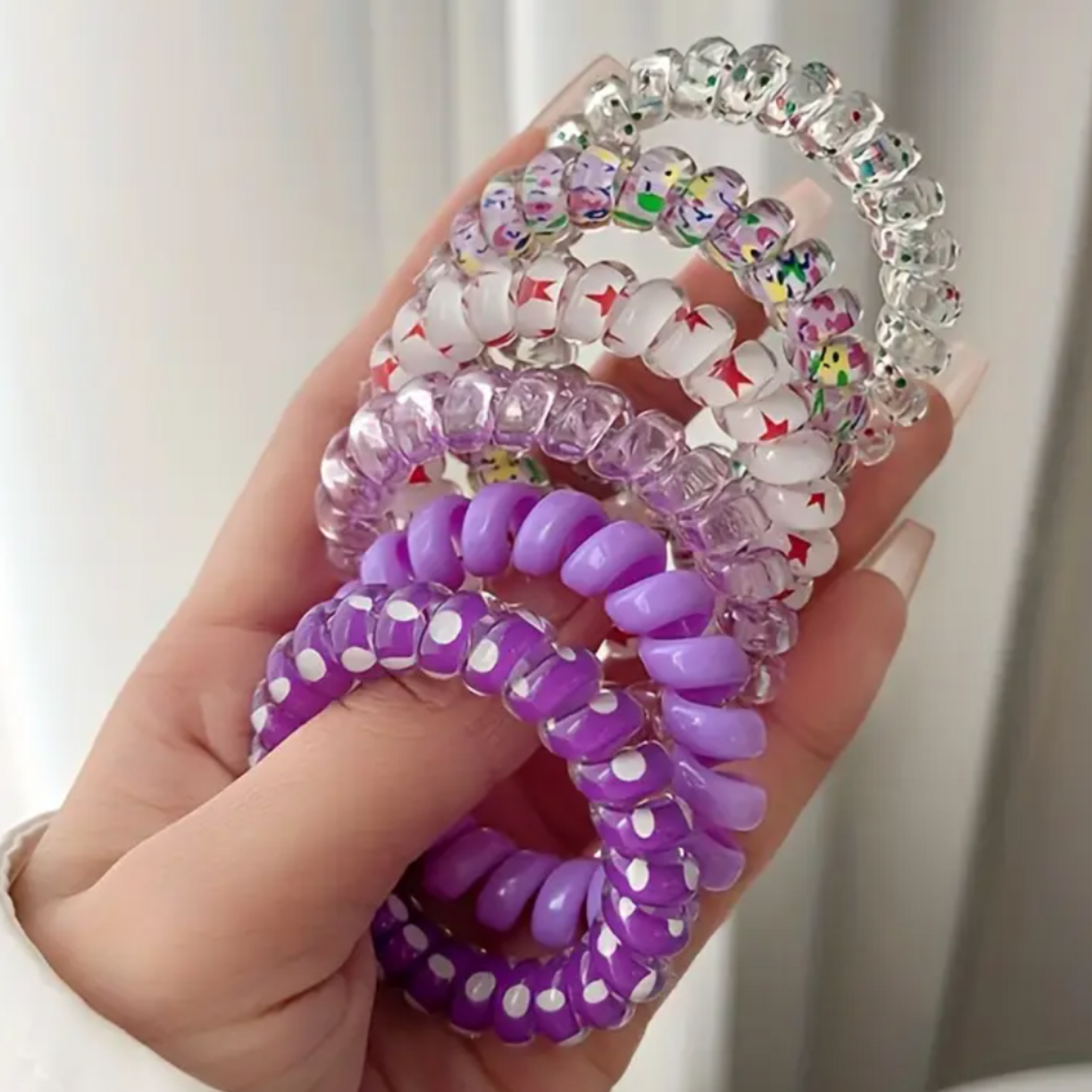 Set of 6 Colorful Spiral Hair Ties,Elegant Simple Fashion Hair Accessories