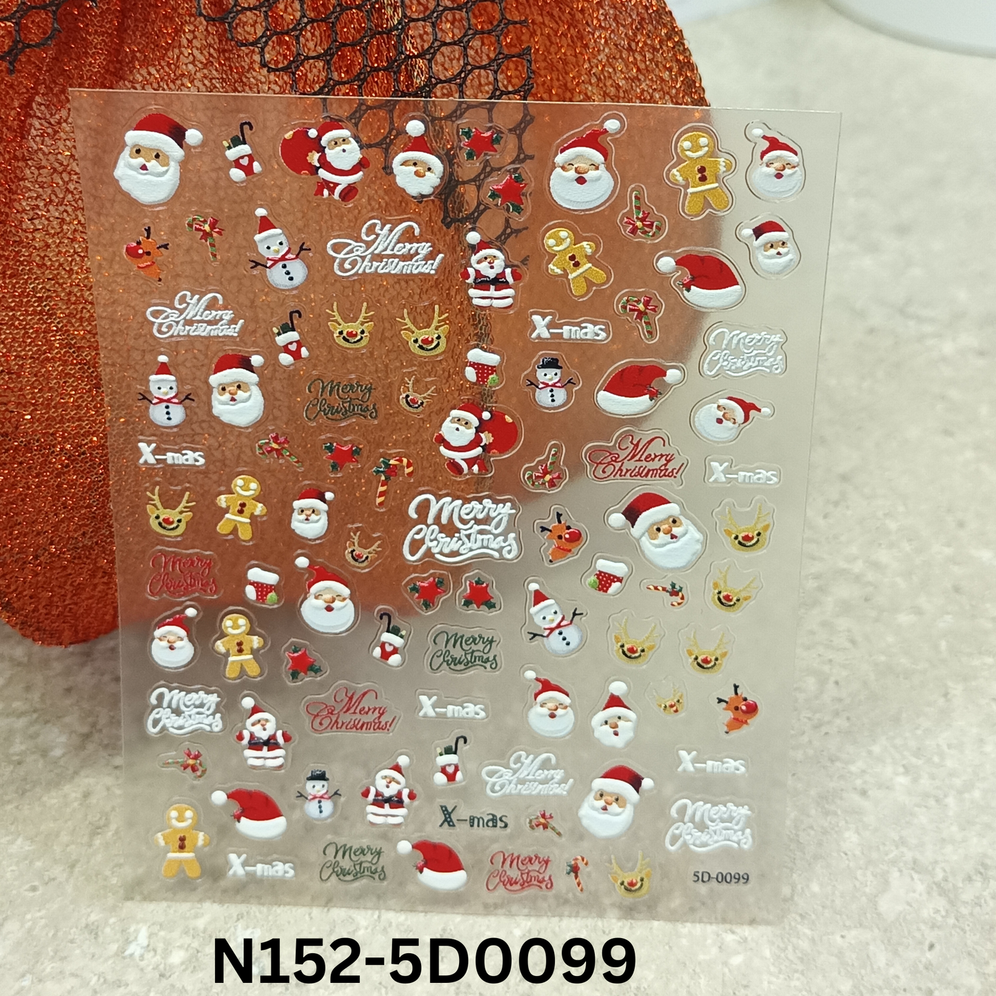 Christmas 5D Nail Stickers – Holiday Gel & Acrylic Nail Decals