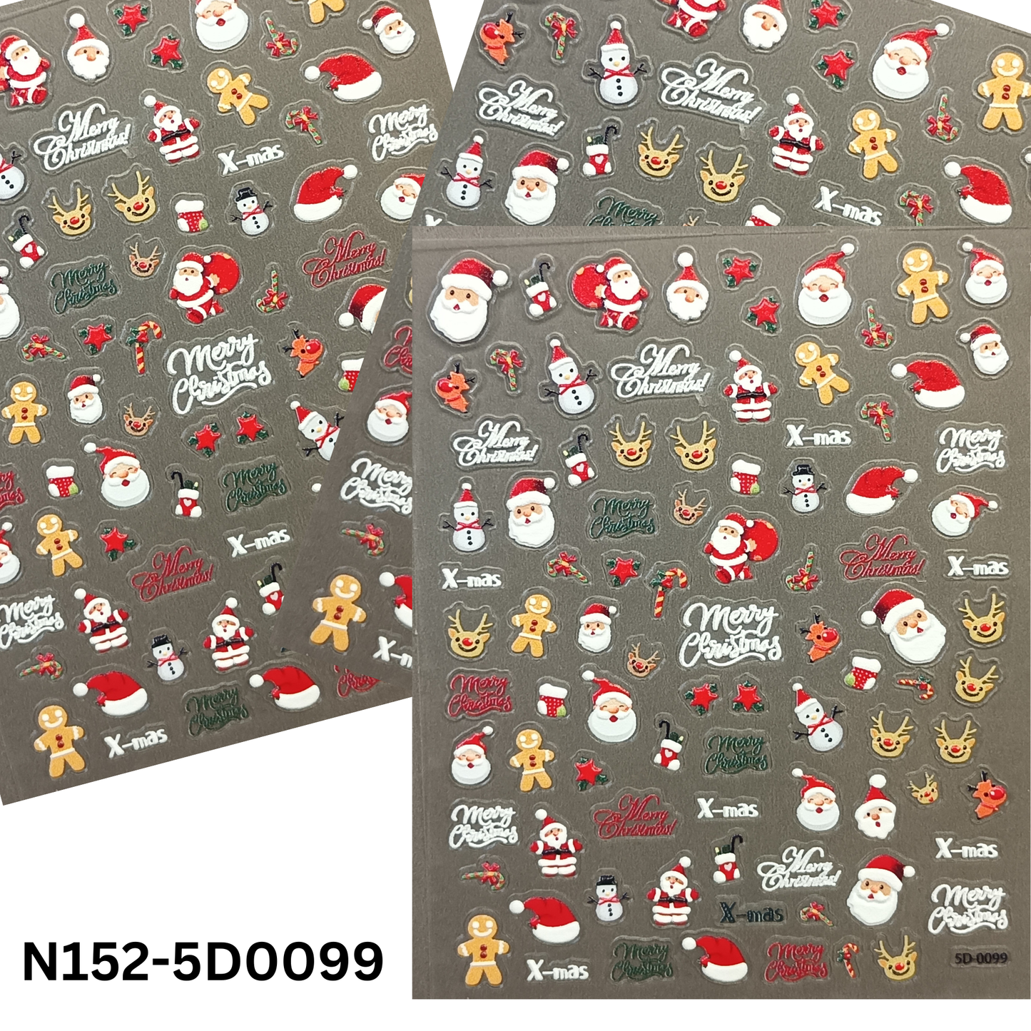 Christmas 5D Nail Stickers – Holiday Gel & Acrylic Nail Decals