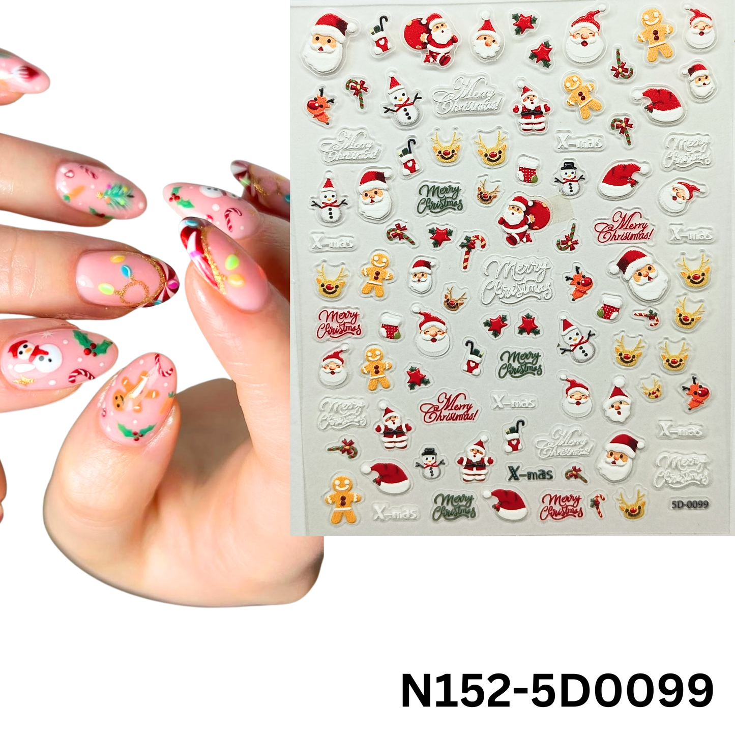Christmas 5D Nail Stickers – Holiday Gel & Acrylic Nail Decals