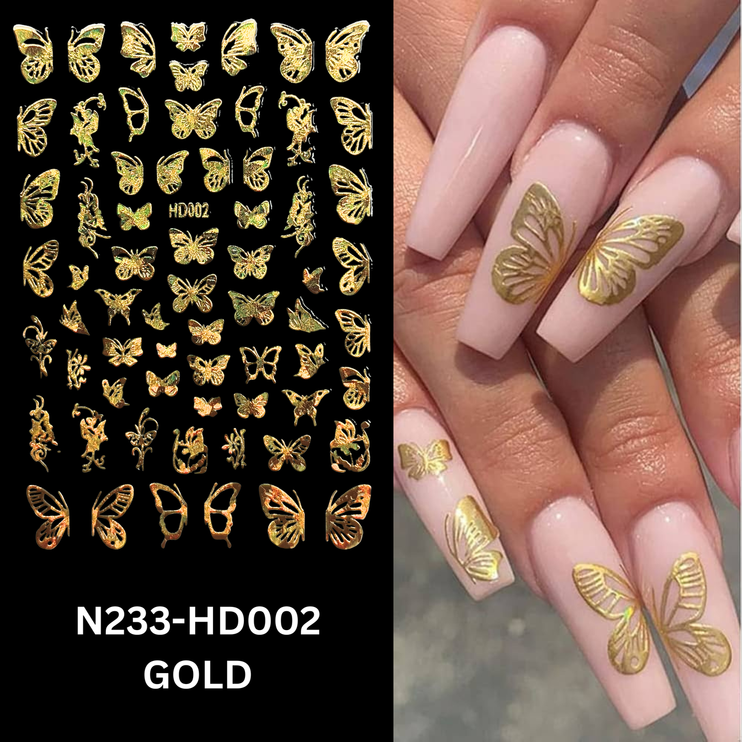 Hologram Butterfly Nail Decals – Colorful 3D Nail Stickers for Manicure Design
