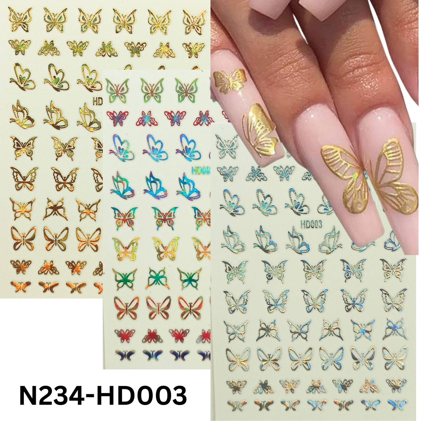 Butterfly Holographic Nail Stickers – 3D Self-Adhesive Nail Art Decorations